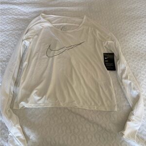 Nike White Dri-FIT Long Sleeve Top